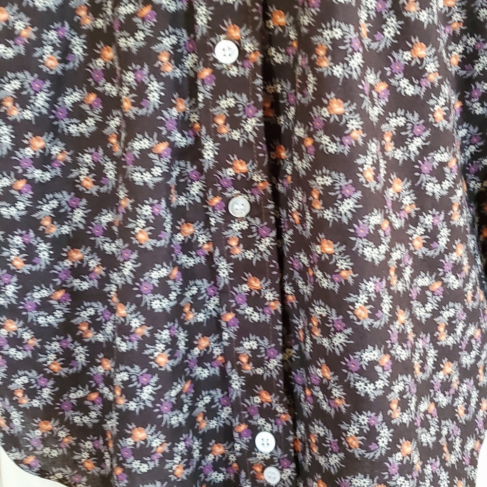 Vintage Pattern Structured Button Down Blouse - image 4